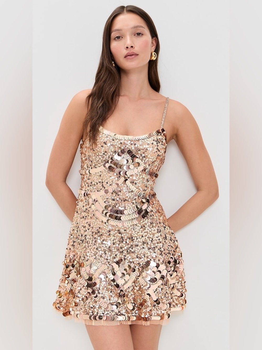 LoveShackFancy New Liria Sequin Mini Party Dress Honey Shimmer Size 0